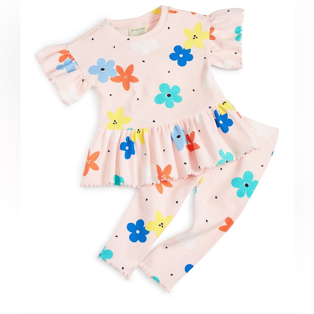First Impressions baby girls Floral-Print Top And Legging Set